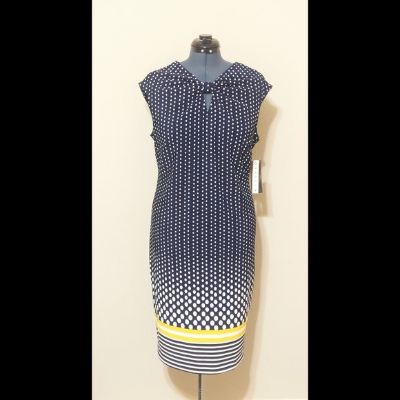 Peach Velvet New York Dresses & Skirts - Peach Velvet NY | Navy & Yellow Stretch Sheath